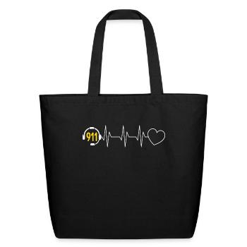 911 Dispatcher 911 Heartbeat First Aid Paramedic - Eco-Friendly Cotton Tote - black - Front
