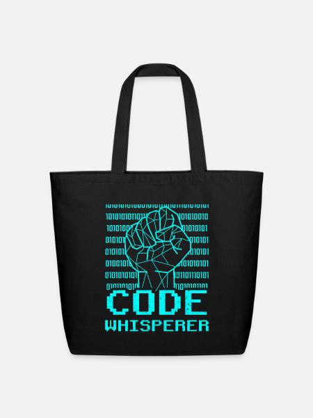 Code Whisperer Programmer Coder Sayings Coding - Eco-Friendly Cotton Tote - black