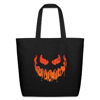 Cool Pumpkin Head Face Creepy Halloween Pumpkin - Eco-Friendly Cotton Tote - black - Front