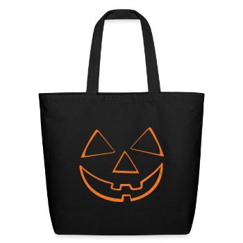 Pumpkin Head Face Lazy Halloween Pumpkin - Eco-Friendly Cotton Tote - black - Front