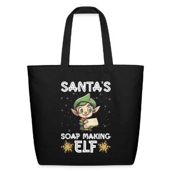 Santa's Soap Making Elf - Soap Making Soap Maker - Eco-Friendly Cotton Tote - black - Front