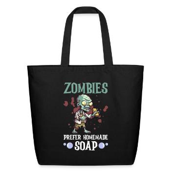 Zombies Prefer Homemade Soap - Soap Making Soap - Eco-Friendly Cotton Tote - black - Front