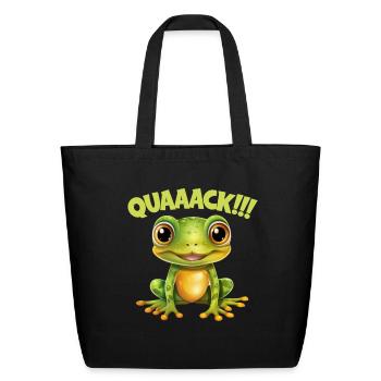 Frog Quack for a Frog Lover - Eco-Friendly Cotton Tote - black - Front