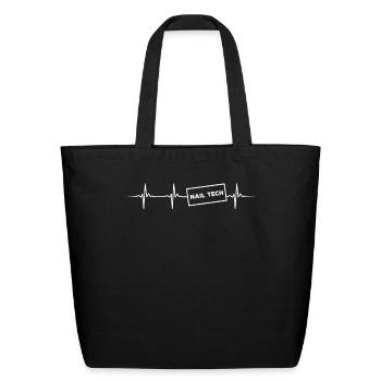 Nail Tech Heartbeat Apparel - Eco-Friendly Cotton Tote - black - Front