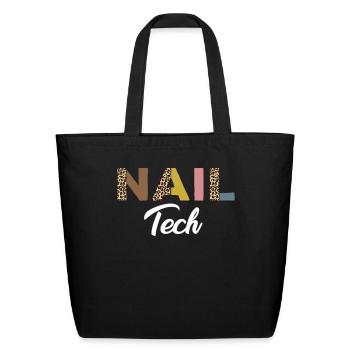 Nail Tech Leopard Pattern - Eco-Friendly Cotton Tote - black - Front