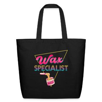 80s Retro Wax Specialist Design - Eco-Friendly Cotton Tote - black - Front