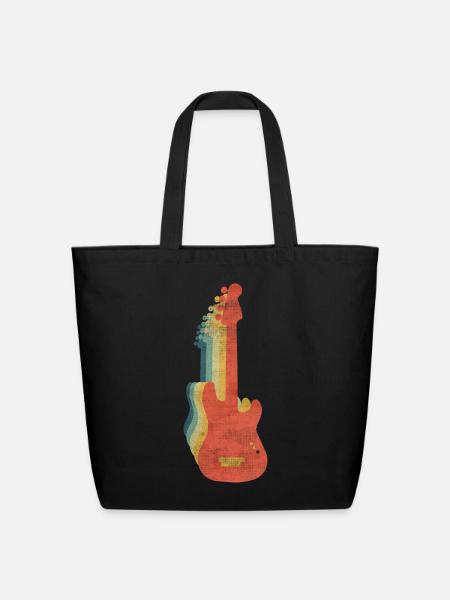 Bass Guitar Electric Retro Vintage Color - Eco-Friendly Cotton Tote - black