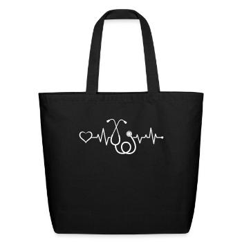 Doctor Heartbeat Heart Doctor Stethoscope - Eco-Friendly Cotton Tote - black - Front