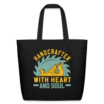 Handyman Handcrafter - With Heart And Soul Saying - Eco-Friendly Cotton Tote - black - Front
