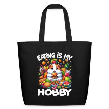 Cute Guinea Pig Kawaii Cavy Eating Burger - Eco-Friendly Cotton Tote - black - Front