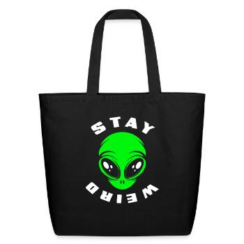 Alien Face Extraterrestrial Space - Eco-Friendly Cotton Tote - black - Front
