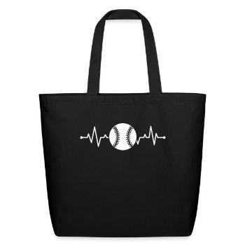 T-ball ball Heartbeat Tee-ball Player - Eco-Friendly Cotton Tote - black - Front