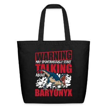 Dino Lover Prehistoric Baryonyx - Eco-Friendly Cotton Tote - black - Front