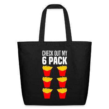 Check Out My Six Pack Fry 6 Packs Abs French Fries - Eco-Friendly Cotton Tote - black - Front