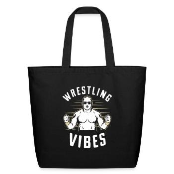 Wrestling Vibes - Eco-Friendly Cotton Tote - black - Front
