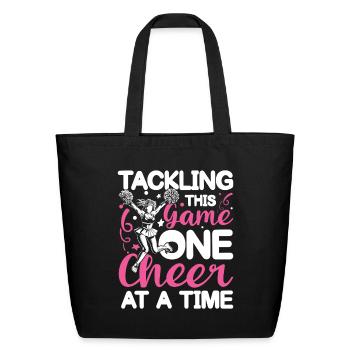 Tackling This Game One Cheer At A Time for a - Eco-Friendly Cotton Tote - black - Front