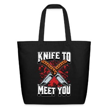 Blade Forging Knife To Meet You Blade Crafting - Eco-Friendly Cotton Tote - black - Front