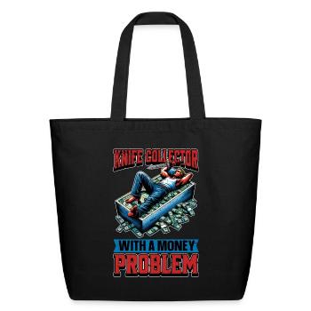 Blade Forging Knife Collector With Blade Crafting - Eco-Friendly Cotton Tote - black - Front