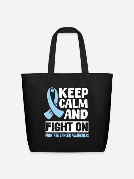Prostate Cancer Awareness Month Blue Ribbon Love - Eco-Friendly Cotton Tote - black