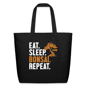 Eat Sleep Bonsai Repeat Indoor Bonsai Bonsai Pots - Eco-Friendly Cotton Tote - black - Front