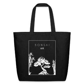 Bonsai Chinese Hanzi Penjing Indoor Bonsai - Eco-Friendly Cotton Tote - black - Front