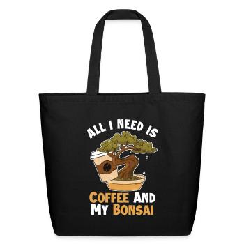 Coffee and my Bonsai Bonsai Pots Penjing - Eco-Friendly Cotton Tote - black - Front