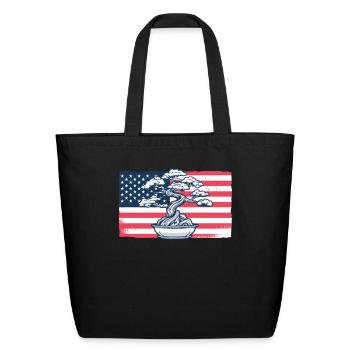 Bonsai American Flag Indoor Bonsai Bonsai Pots - Eco-Friendly Cotton Tote - black - Front