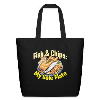 Fish & Chips My Sole Mate British Street Food - Eco-Friendly Cotton Tote - black - Front