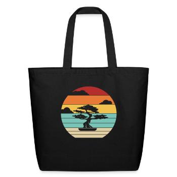 Retro Bonsai Pots Penjing Indoor Bonsai - Eco-Friendly Cotton Tote - black - Front