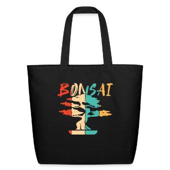 Retro Bonsai Pots Penjing Indoor Bonsai - Eco-Friendly Cotton Tote - black - Front