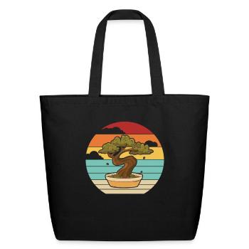 Retro Indoor Bonsai Bonsai Pots Penjing - Eco-Friendly Cotton Tote - black - Front