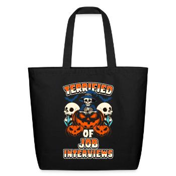 Terrified of Job Interviews Halloween Pumpkins - Eco-Friendly Cotton Tote - black - Front