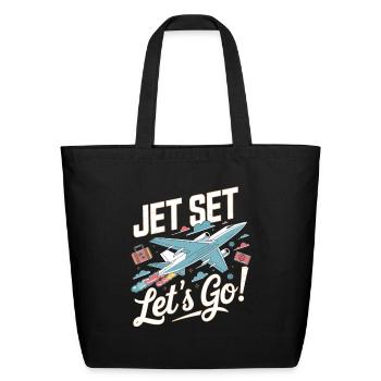 Jet Set Let's Go My First Plane Ride - Eco-Friendly Cotton Tote - black - Front