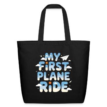 My First Plane Ride - Eco-Friendly Cotton Tote - black - Front
