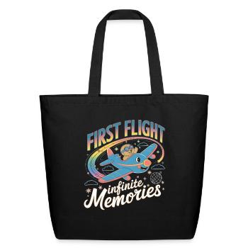 My First Plane Ride First Flight - Eco-Friendly Cotton Tote - black - Front