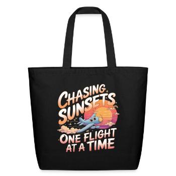 Chasing Sunsets My First Plane Ride - Eco-Friendly Cotton Tote - black - Front