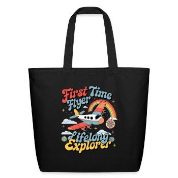 My First Plane Ride First Time Flyer - Eco-Friendly Cotton Tote - black - Front