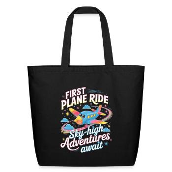 First Plane Ride Sky-High Adventures - Eco-Friendly Cotton Tote - black - Front