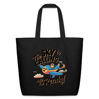 My First Plane Ride The Sky Is Calling - Eco-Friendly Cotton Tote - black - Front