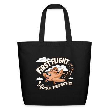 My First Plane Ride First Flight - Eco-Friendly Cotton Tote - black - Front