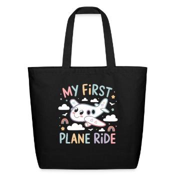 My First Plane Ride Adventure for Kids - Eco-Friendly Cotton Tote - black - Front
