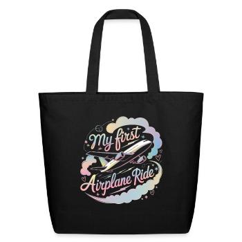 My First Airplane Ride Aviation Kids - Eco-Friendly Cotton Tote - black - Front
