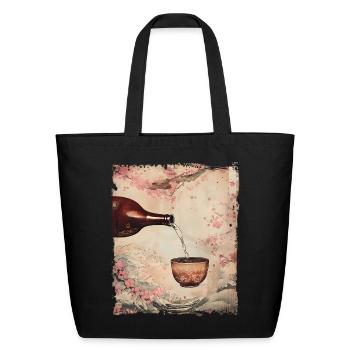 SAKE TO ME! - JAPAN THEME - Eco-Friendly Cotton Tote - black - Front