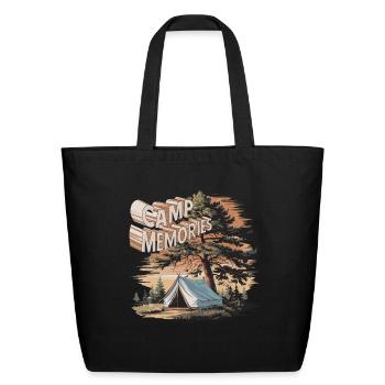 Camp Memories Under The Pine Tree Canvas - Eco-Friendly Cotton Tote - black - Front