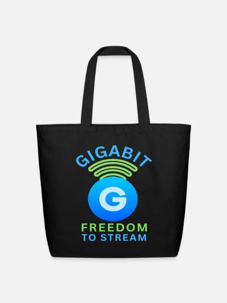 Gigabit Freedom to Stream - Eco-Friendly Cotton Tote - black