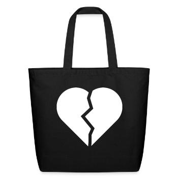 Broken heart simple white - Eco-Friendly Cotton Tote - black - Front