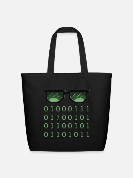 Binary Code Coding Geek - Eco-Friendly Cotton Tote - black