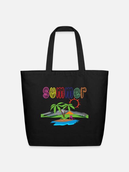 Summer Holidays - Eco-Friendly Cotton Tote - black