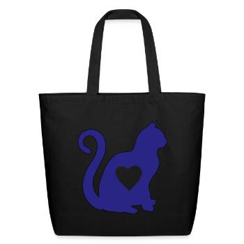 blue cat living without a cat is pointless - Eco-Friendly Cotton Tote - black - Front
