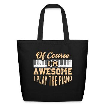 Awesome Piano Player Keyboard Piano - Eco-Friendly Cotton Tote - black - Front